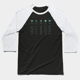 Repeated Music Player Buttons Gradient Teal Baseball T-Shirt